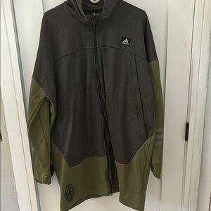 Adidas Two-Tone Olive and Dark Gray Oversized Jacket